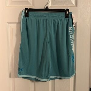 NWT Under Armour Boys Youth Large Teal Shorts